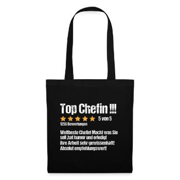 Abschied Chefin Lustig Spruch Ruhestand Bewertung - Stoffbeutel - Schwarz - Vorne
