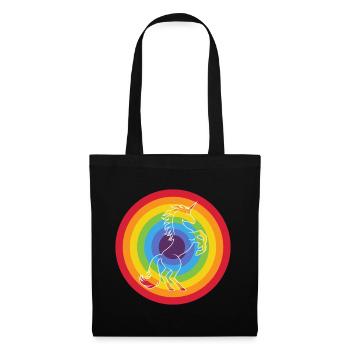 Cercle arc-en-ciel avec licorne - Sac en tissu - noir - Devant