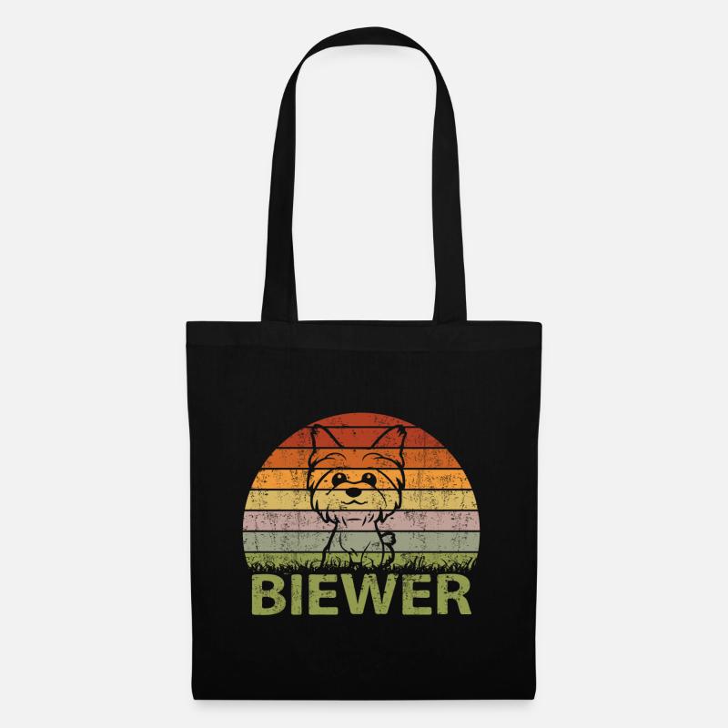 Biewer Yorkshire Terrier Hund Mix Vintage - Stoffbeutel - Schwarz
