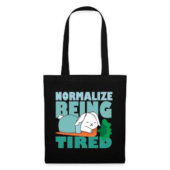 Normalize Being Tired - Süßer Schlafender Hase - Stoffbeutel - Schwarz - Vorne