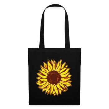 Sonnenblume Zeichnung Illustration Motiv - Stoffbeutel - Schwarz - Vorne