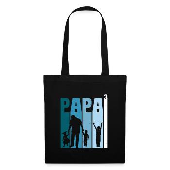 Papa und drei Kinder T-Shirt vater und 3 Söhne - Stoffbeutel - Schwarz - Vorne