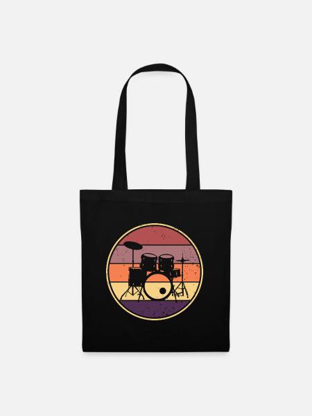 Drummer Retro Drummer Drums - Stoffen tas - zwart