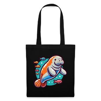 Manatee with lots of colorful fish - Tote Bag - black - Front