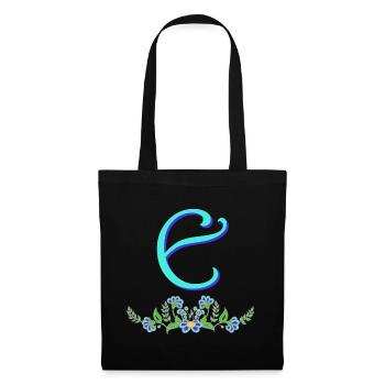 blue flower e - Tote Bag - black - Front