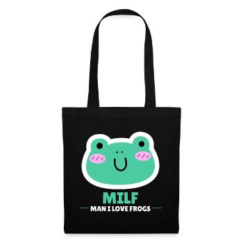 Frosch Laubfrosch Lustiger Frosch - Stoffbeutel - Schwarz - Vorne