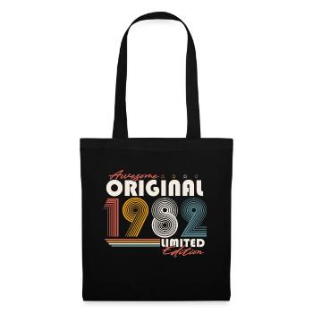 1982 Jahrgang Vintage Retro Geburtstag Geschenk - Stoffbeutel - Schwarz - Vorne