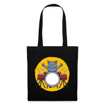 Batteur, joueur de tambour et amoureux des chats - Sac en tissu - noir - Devant