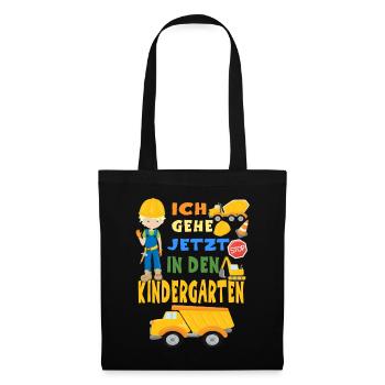 Kindergarten Kita Baustelle Baufahrzeuge - Stoffbeutel - Schwarz - Vorne