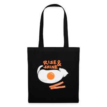 Rise and Shine Cat Cat funny egg style - Tote Bag - black - Front