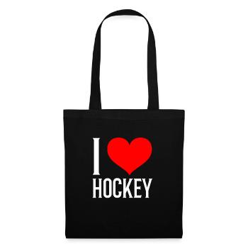 I love hockey Ich Liebe Eishockey Inline Geschenk - Stoffbeutel - Schwarz - Vorne