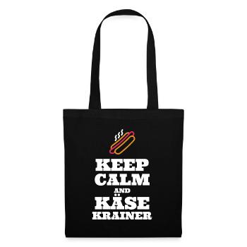 Käsekrainer Keep Calm Geschenk Würstelstand Wien - Stoffbeutel - Schwarz - Vorne