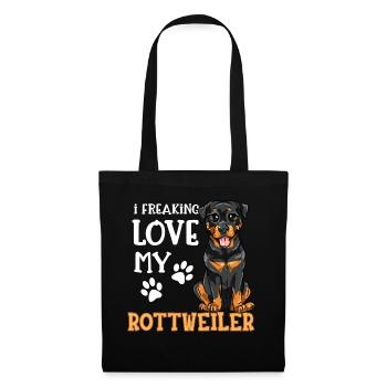 J'aime mes chiens de chien Rottweiler Rotti - Sac en tissu - noir - Devant