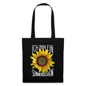Ich bin ein Sonnenschein Sonnenblumen Shirt - Stoffbeutel - Schwarz - Vorne