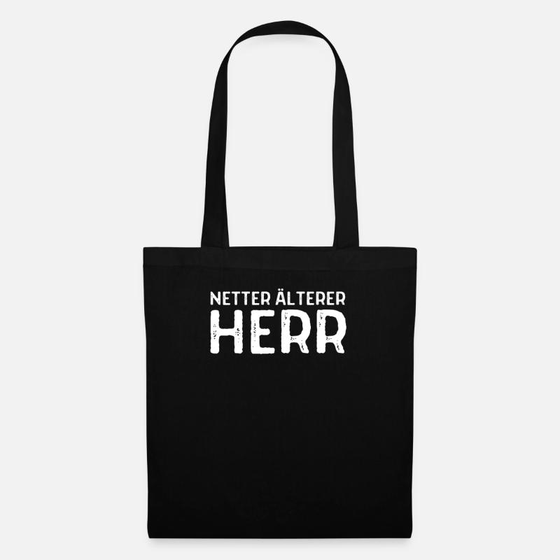 Netter Älterer Herr - Geschenk Rentner - Stoffbeutel - Schwarz