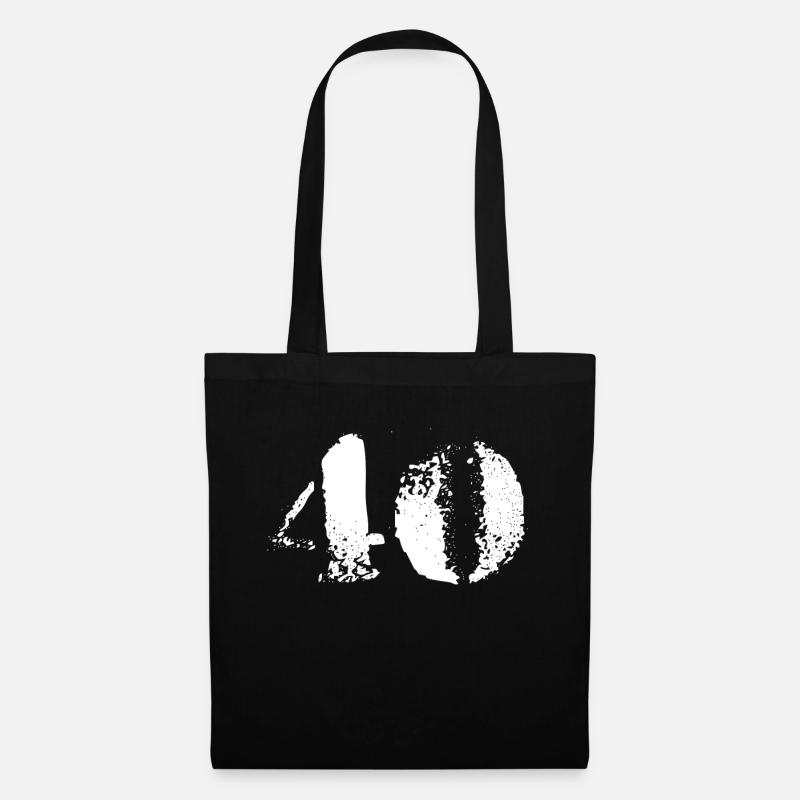 40 Zahl - Stoffbeutel - Schwarz