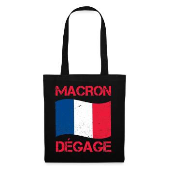 Macron dégage drapeau France gilet jaune révolte - Sac en tissu - noir - Devant
