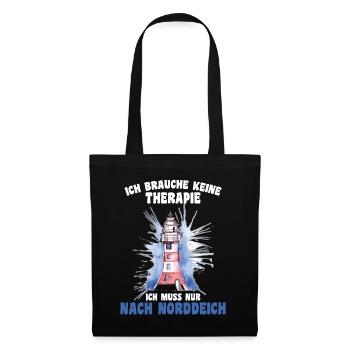 Ich muss nur nach Norddeich - Stoffbeutel - Schwarz - Vorne