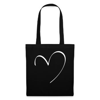 Coeur - Sac en tissu - noir - Devant