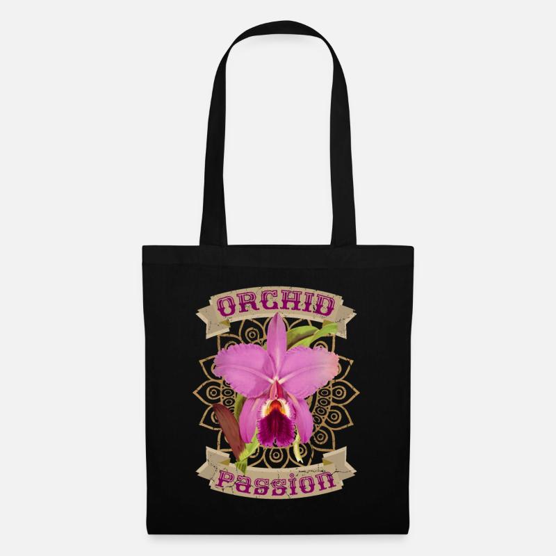 Orchidee, Orchideen, Vintage-Orchidee - Stoffbeutel - Schwarz