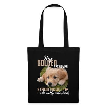 Golden-Retriever, lustiger Spruch - Stoffbeutel - Schwarz - Vorne