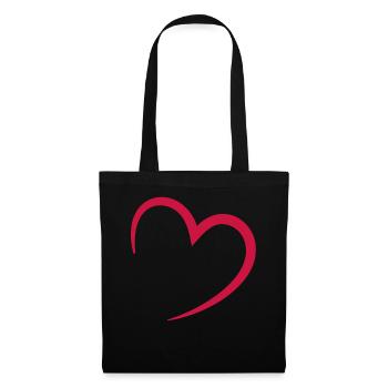 heart - love - Coeur - Sac en tissu - noir - Devant