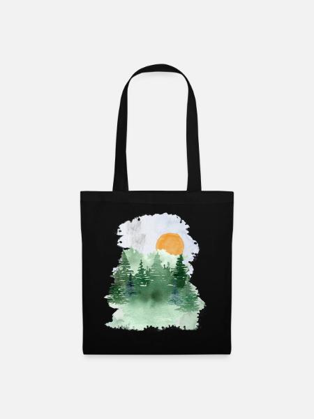 forêt randonnée nature vacances camping idée cadeau - Sac en tissu - noir