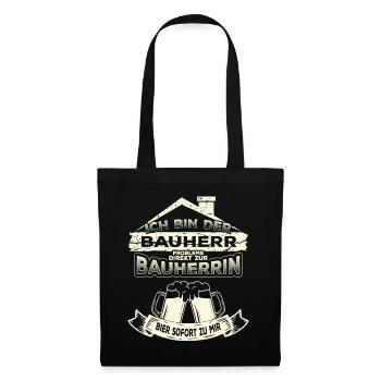 Bauherr Bauherrin Richtfest Hausbesitzer - Stoffbeutel - Schwarz - Vorne