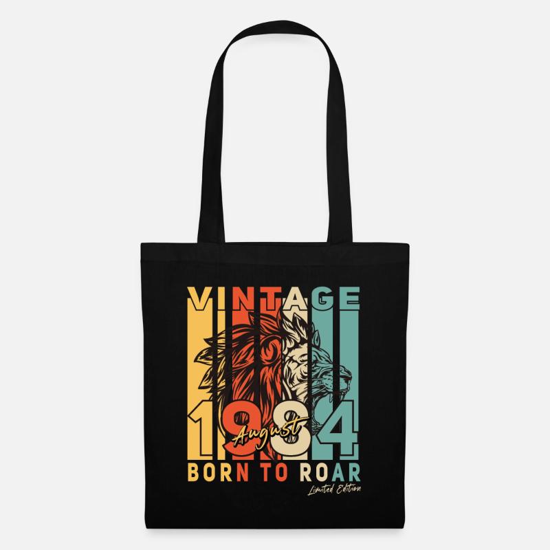 Im August 1984 Vintage Löwe Geschenk - Stoffbeutel - Schwarz