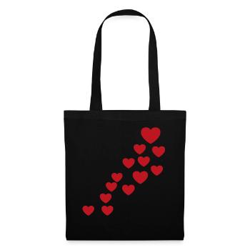 Coeurs rouges - Sac en tissu - noir - Devant