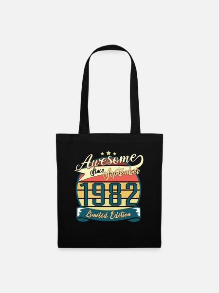 1982 im September Vintage Geschenk - Stoffbeutel - Schwarz