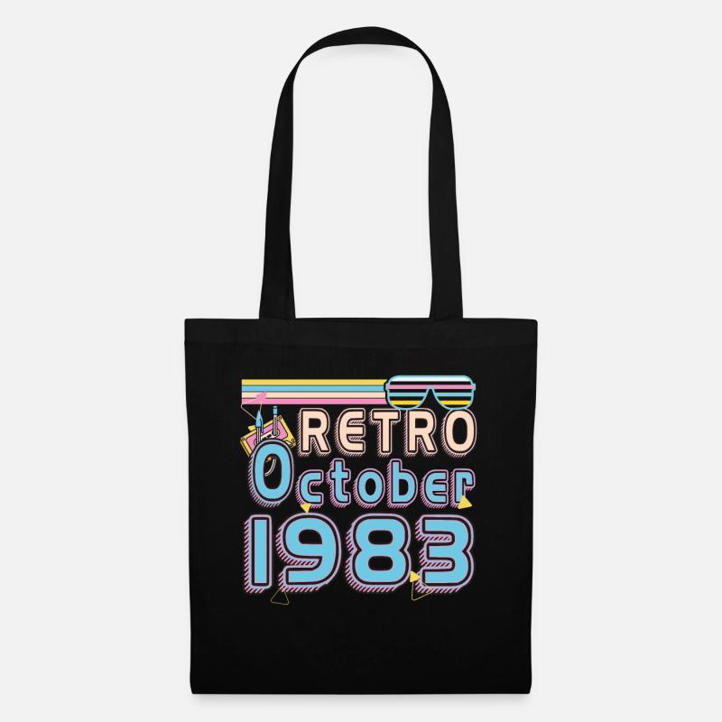 1983 Im Oktober Retro Geschenk - Stoffbeutel - Schwarz