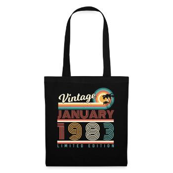 Geboren 1983 Januar Vintage - Stoffbeutel - Schwarz - Vorne