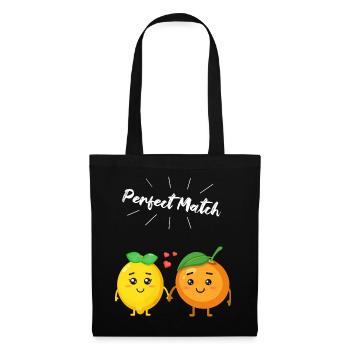 Cadeau citron et orange pour les végétaliens et les végétariens - Sac en tissu - noir - Devant