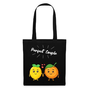 Cadeau orange et citron pour les végétaliens et les végétariens - Sac en tissu - noir - Devant