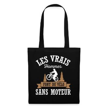 Les vrais hommes font du vélo sans moteur cycliste - Sac en tissu - noir - Devant
