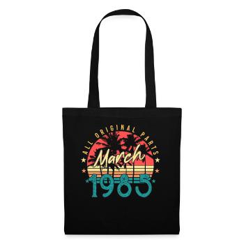 Geboren März 1985 Retro - Stoffbeutel - Schwarz - Vorne
