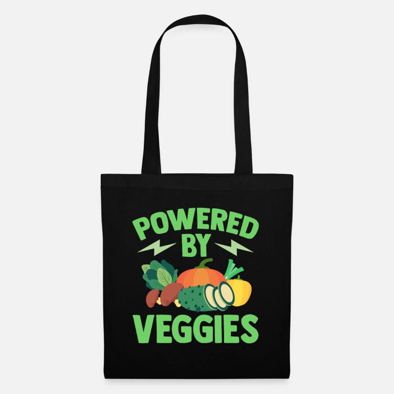 Vegetarisch Powered By Veggies Vegan - Stoffbeutel - Schwarz