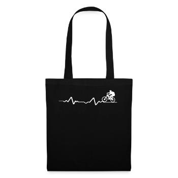 Vélo sur la ligne ECG - Sac en tissu - noir - Devant