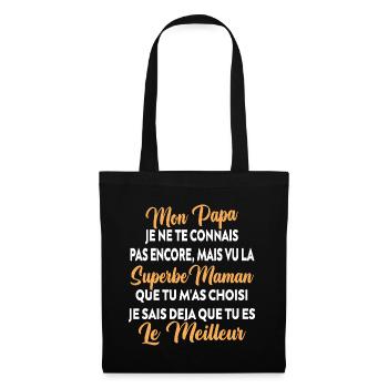 Annonce grossesse Cadeau Futur Papa Future Maman - Sac en tissu - noir - Devant