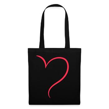 Amour à moitié cœur rouge - Sac en tissu - noir - Devant