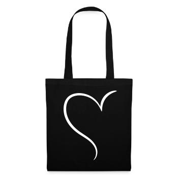 White Half Heart Love - Tote Bag - black - Front