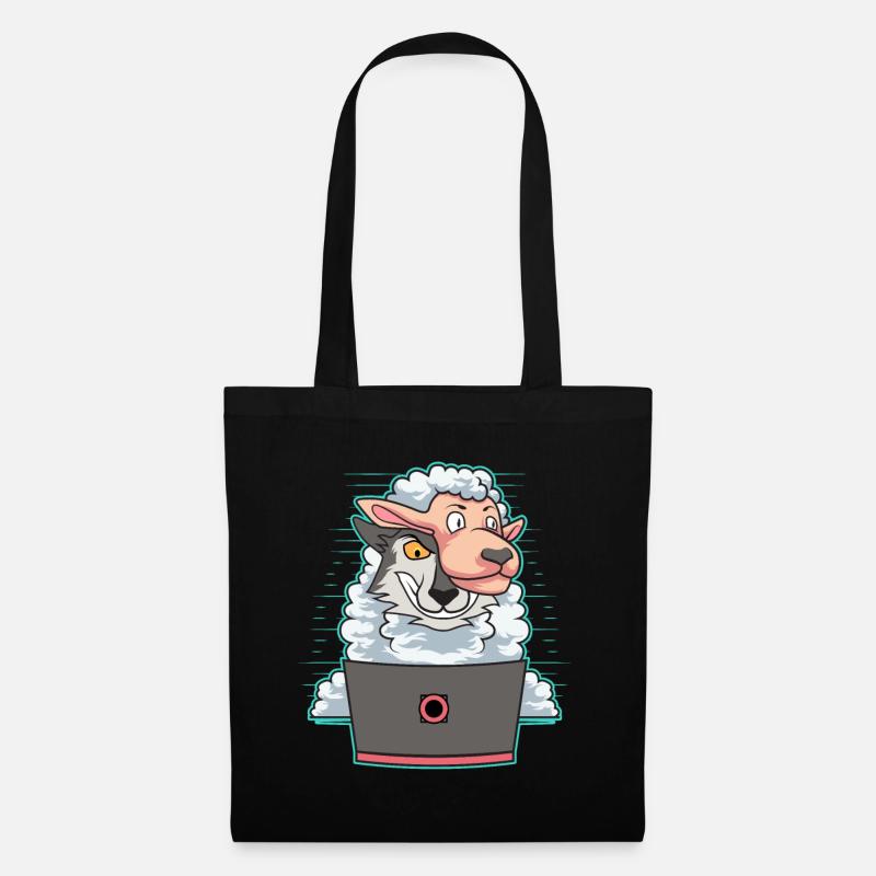 Hacker Wolf In Sheep’s Clothing Cybersécurité - Sac en tissu - noir