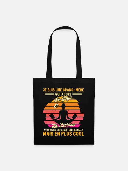 grand mère cool pratiquante yoga et lecture rétro - Sac en tissu - noir