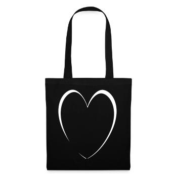 Cœur Blanc Simple - Sac en tissu - noir - Devant