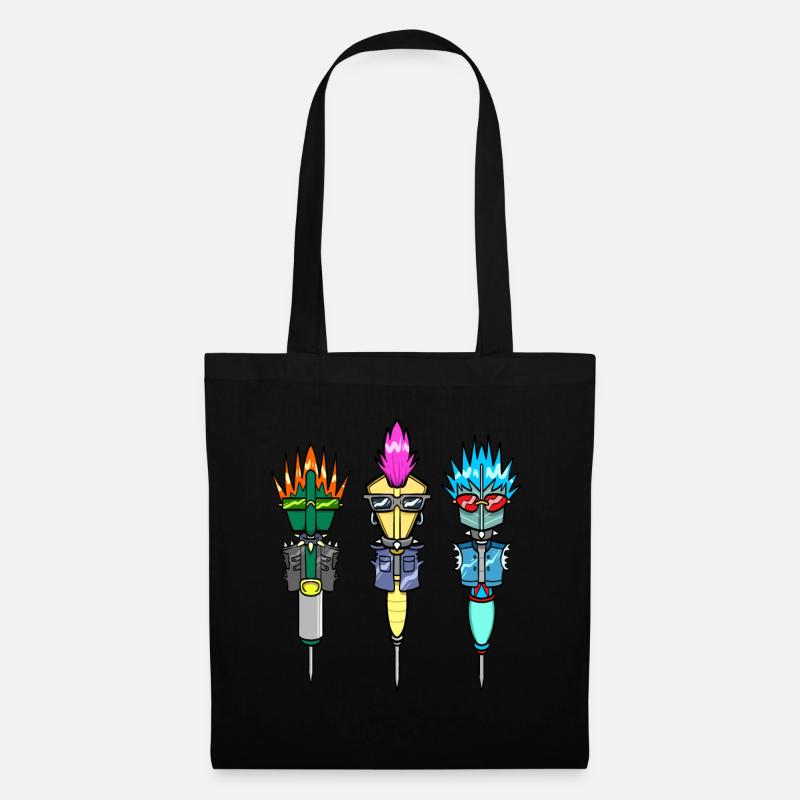 Joueur de fléchettes Fléchettes Flèches Punk Cheveux Fléchettes Fléchettes - Sac en tissu - noir