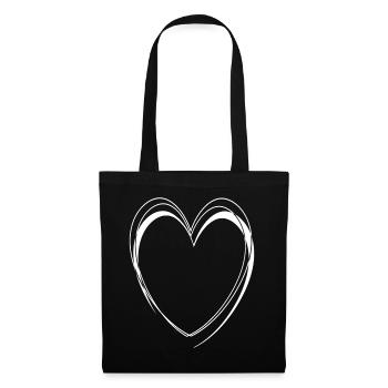 Cœur Blanc Simple - Sac en tissu - noir - Devant