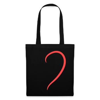 Demi-cœur rouge - Sac en tissu - noir - Devant