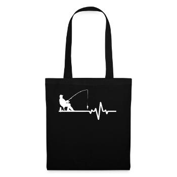 Hobby angler with ECG line - Tote Bag - black - Front
