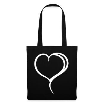 Cœur Blanc Simple - Sac en tissu - noir - Devant